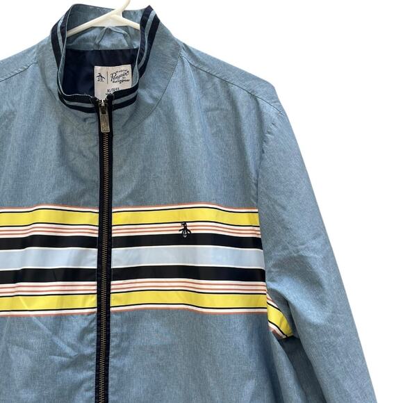 Penguin Full Zip Track Jacket Blue White Yellow Orange Pockets Men's XL - Picture 2 of 9